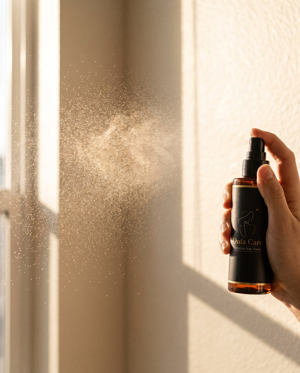Spraying the hair toner